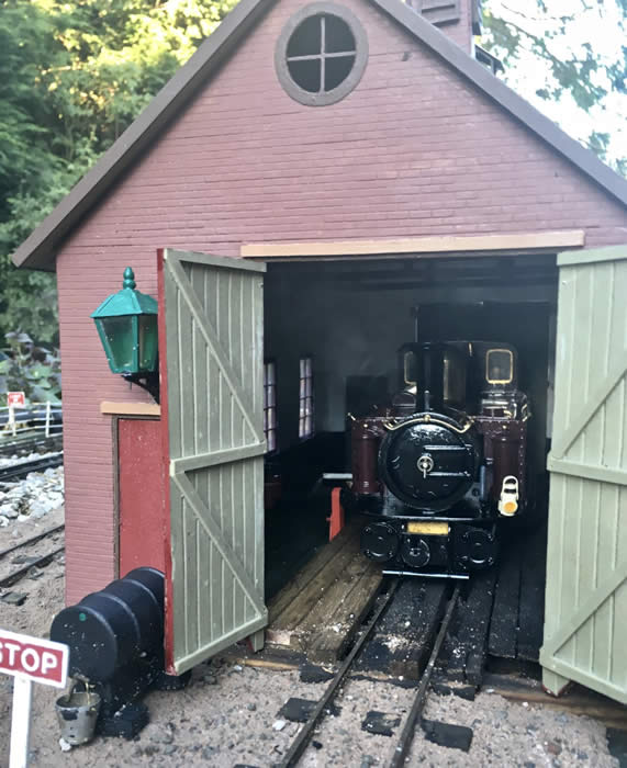 Taliesin snoozing in the new engine shed