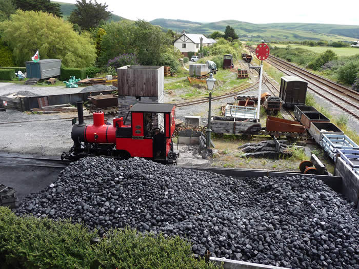 Douglas taking on coal and water at Tywyn wharf