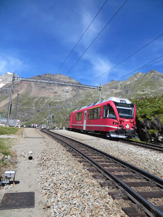 Alp Grum station on the Italian side of the Bernina Pass